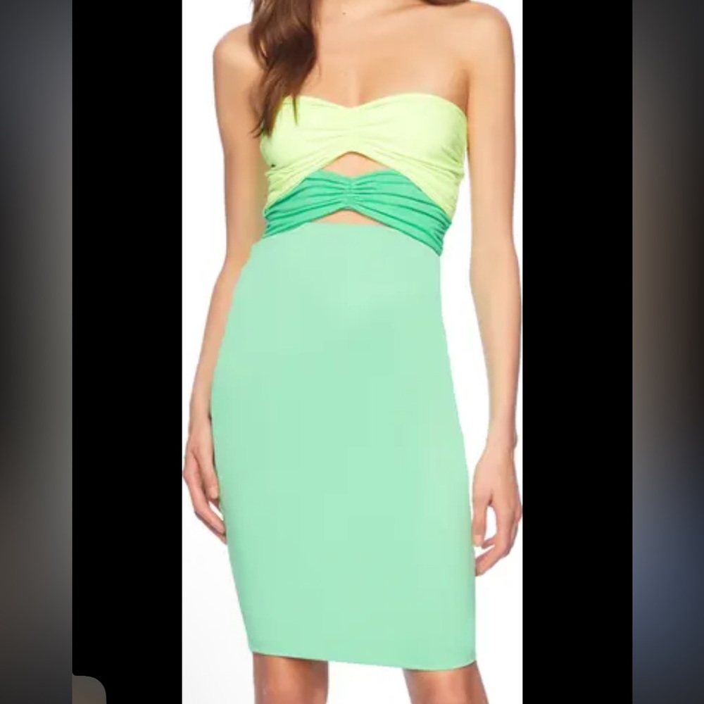 Susana Monaco colorblock strapless cut out dress